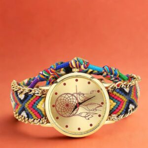 Golden Mist – Handmade Dreamcatcher Quartz Watch